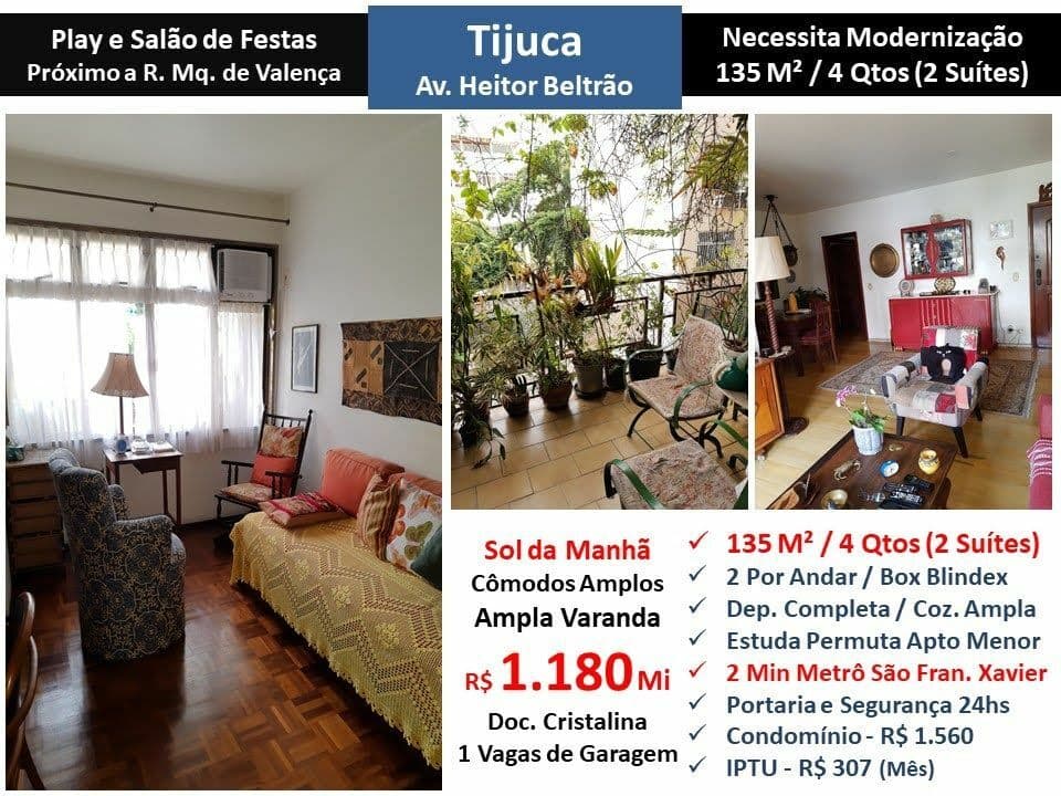 Apto Tijuca Heitor Beltrão 135M²