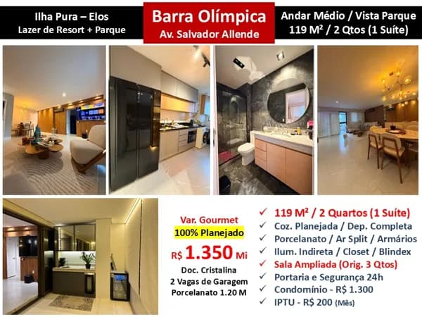 Apto Barra Olímpica Ilha Pura Elos 119M²