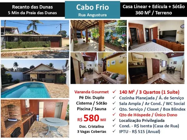 Casa Cabo Frio Recanto das Dunas Angustura 140M²