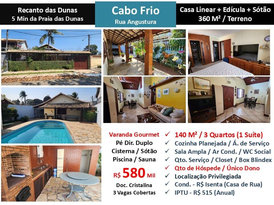 Casa Cabo Frio Recanto das Dunas Angustura 140M²