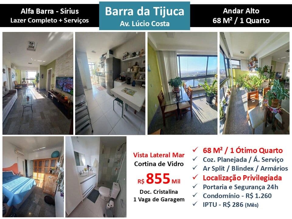 Apto Barra da Tijuca Praia Alfa Barra 1 Sírius 68M²