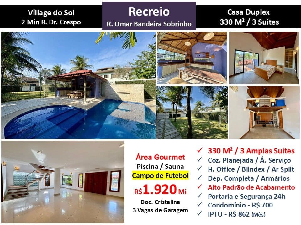 Casa Recreio Village do Sol 330M²