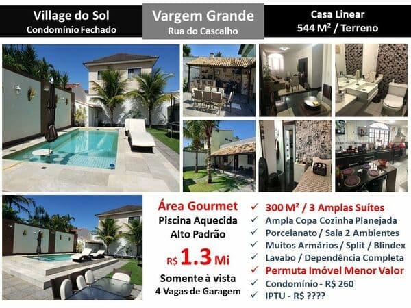 Casa Vargem Grande Village do Sol 300M² Linear