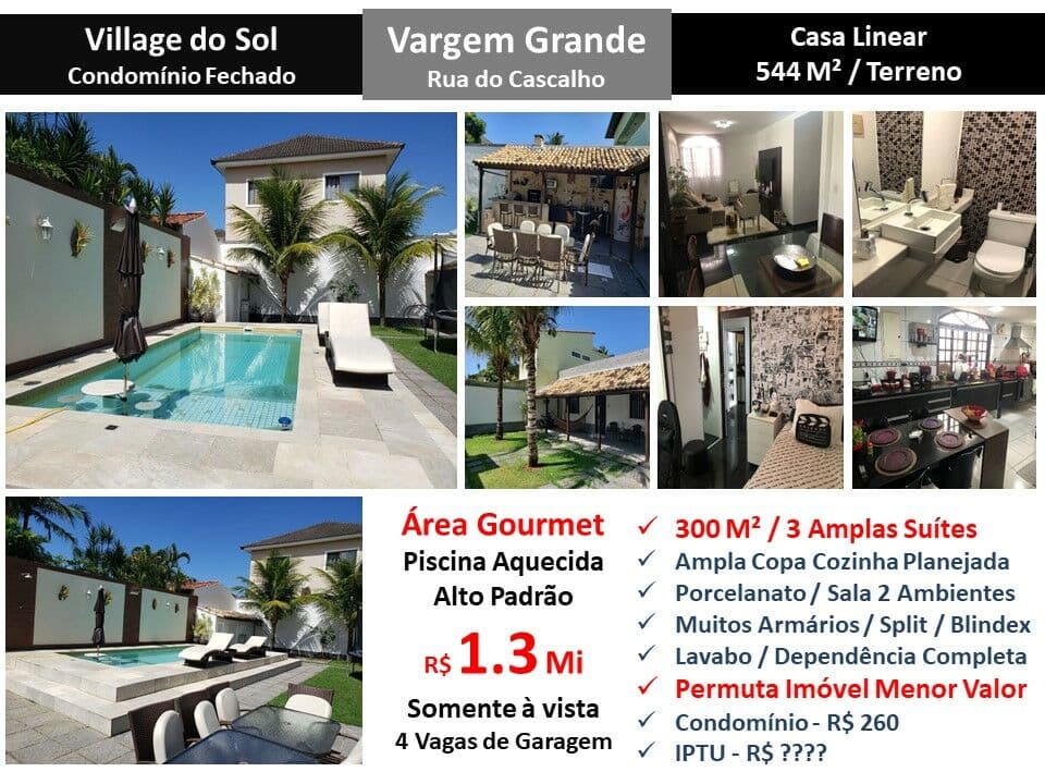 Casa Vargem Grande Village do Sol 300M² Linear