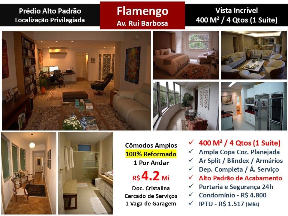 Apto Flamengo Praia Rui Barbosa 400M²