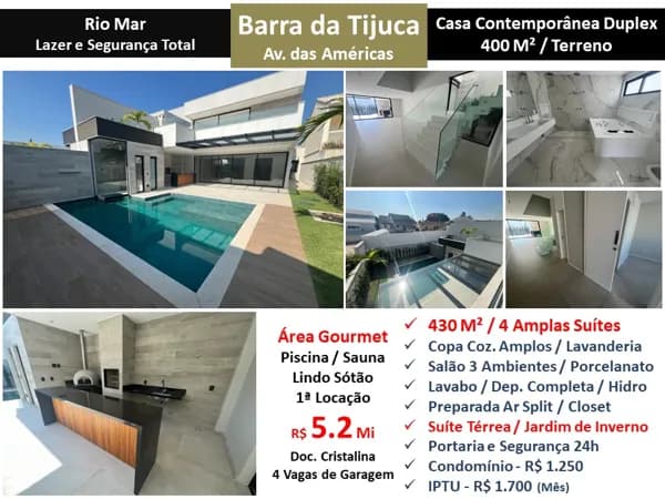 Casa Barra da Tijuca Rio Mar 430M² 3