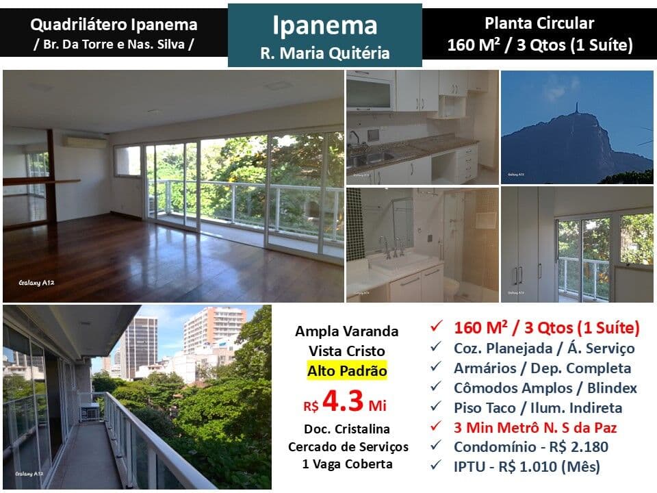 Apto Ipanema Maria Quitéria 160M²
