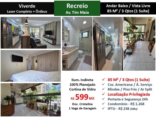 Apto Recreio Zico Viverde 85M²