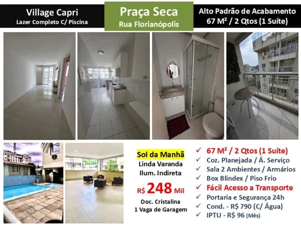 Apto JPA Praça Seca Florianópolis Village Capri 67M²