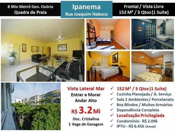 Apto Ipanema Joaquim Nabuco 152M²