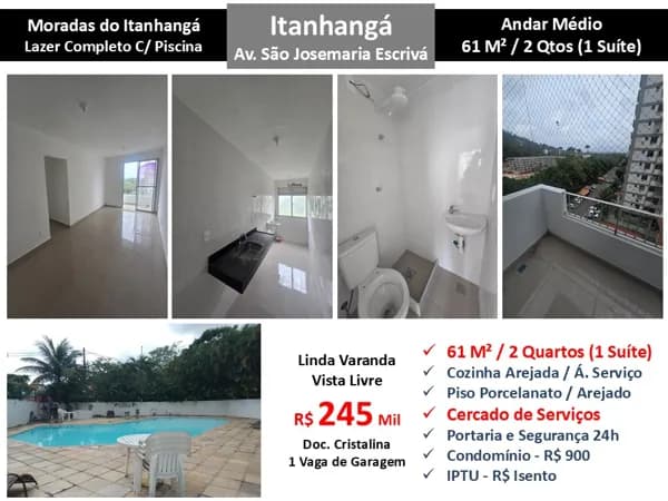 Apto Barra da Tijuca Itanhangá Moradas do Itanhangá 61M²