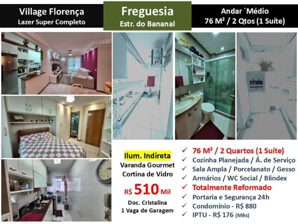 Apto JPA Freguesia Village Florença 76M²
