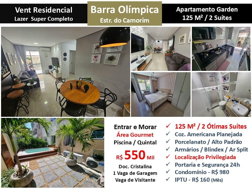 Apto Barra da Tijuca Camorim Vent 125M² Garden