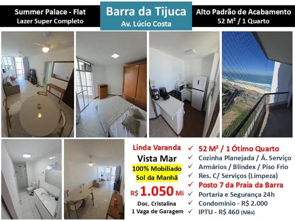Apto Barra da Tijuca Praia Summer Palace 52M²