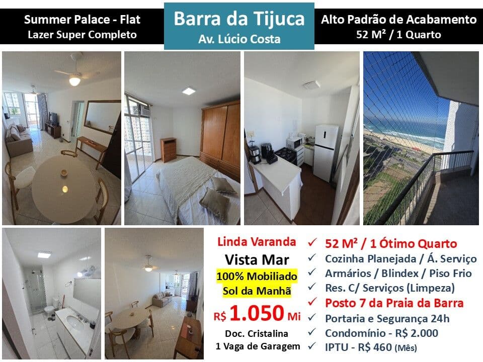 Apto Barra da Tijuca Praia Summer Palace 52M²