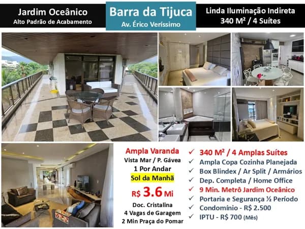 Apto Barra da Tijuca JO Érico Veríssimo 340M²