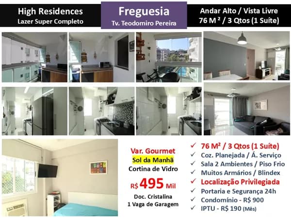 Apto JPA Freguesia High Residence 76M² 2