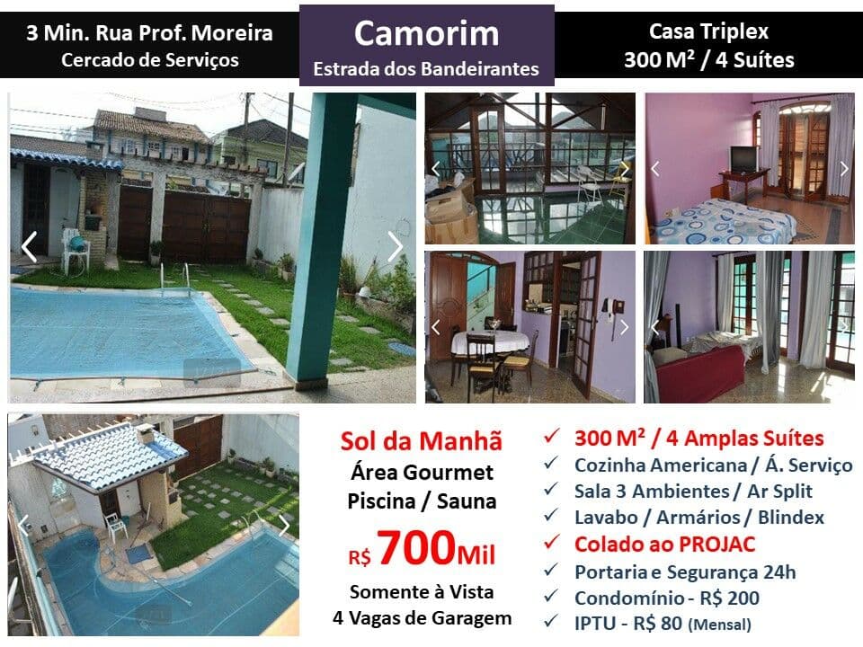 Casa JPA Camorim Estr. dos Bandeirantes 300M²