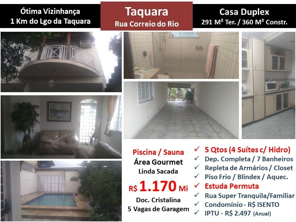 Casa JPA Taquara Correio do Rio 360M²