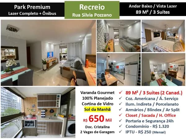 Apto Recreio Zico Park Premium 89M²