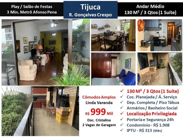 Apto Tijuca Gonçalves Crespo 130M²
