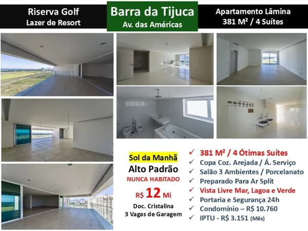 Apto Barra da Tijuca Riserva Golf 381M²