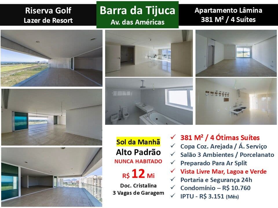 Apto Barra da Tijuca Riserva Golf 381M²
