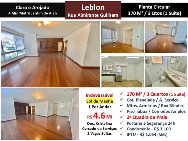 Apto Leblon Almirante Guilhem 170M²