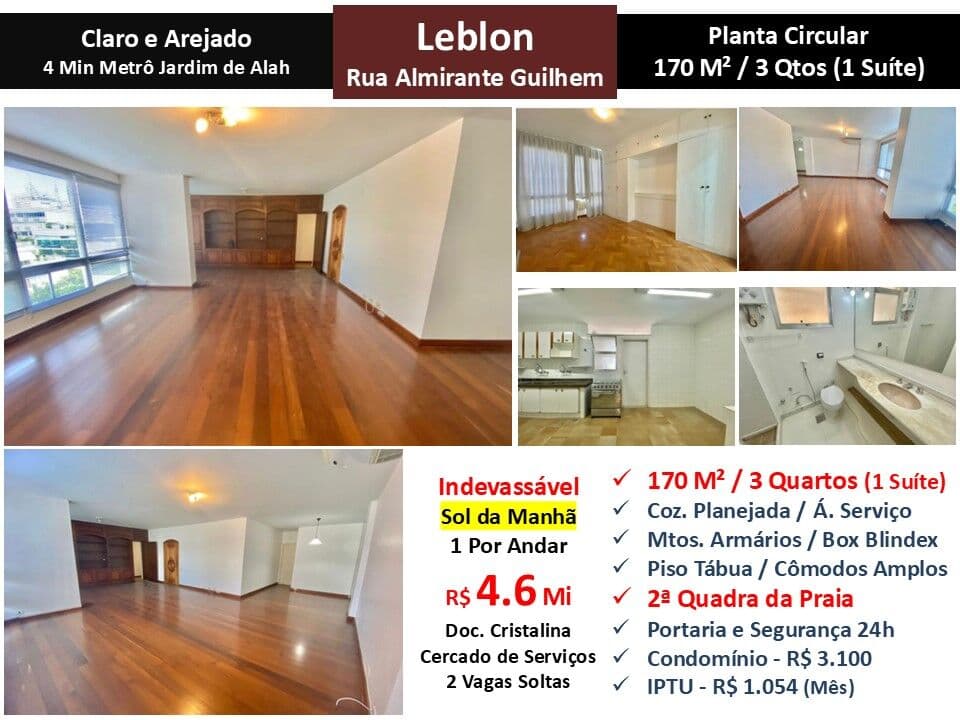 Apto Leblon Almirante Guilhem 170M²