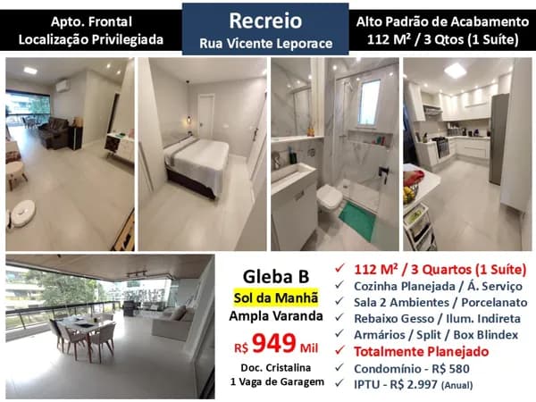 Apto Recreio Gleba B Vicente Leporace 112M²