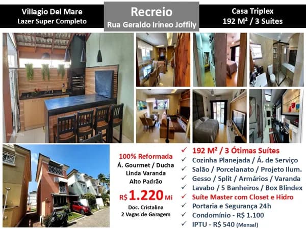 Casa Recreio Villagio Del Mare 192M²