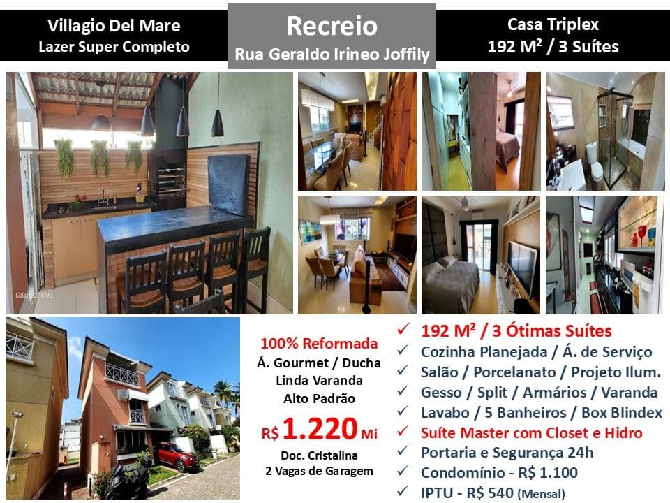 Casa Recreio Villagio Del Mare 192M²