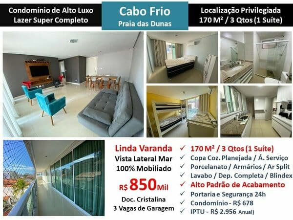 Apto Cabo Frio Dunas 170M²
