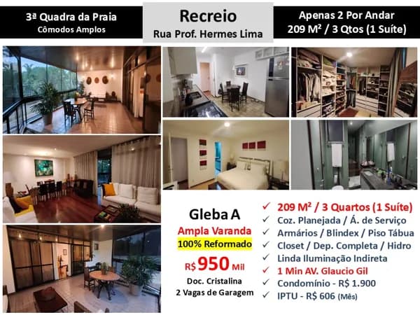 Apto Recreio Gleba B Hermes de Lima 209M²
