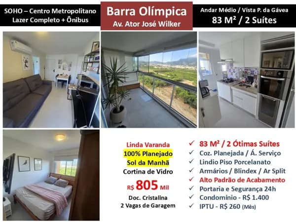 Apto Barra Olímpica Centro Metropolitano Soho 83M²
