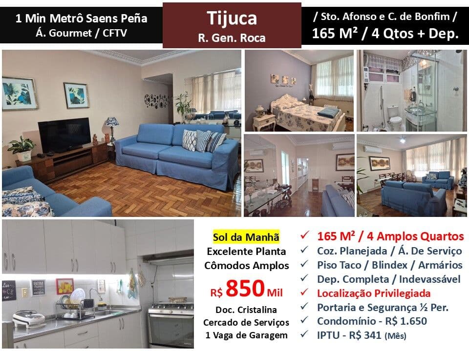 Apto Tijuca General Roca 165M²