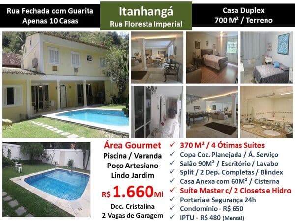 Casa Barra da Tijuca Itanhangá Floresta Imperial 370M²