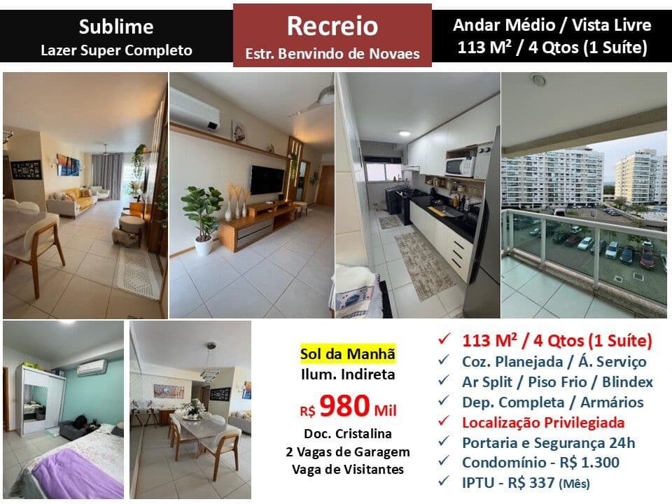 Apto Recreio Sublime 113M²