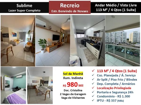 Apto Recreio Sublime 113M²