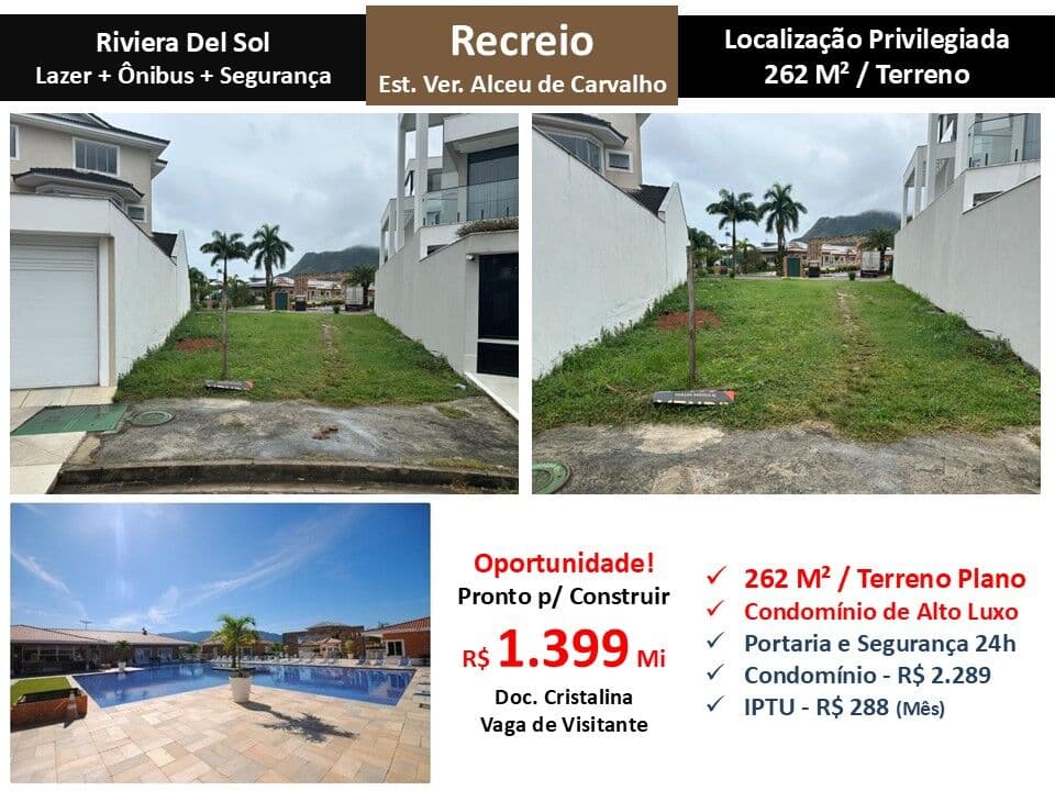 Terreno Recreio Riviera Del Sol 262M²