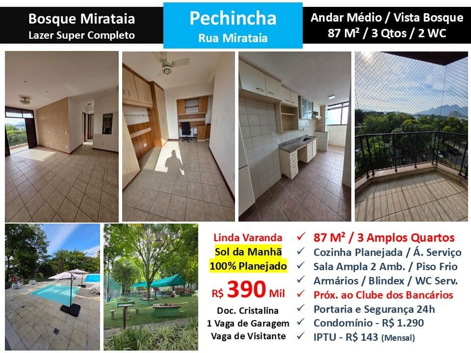 Apto JPA Pechincha Bosque Mirataia 87M²