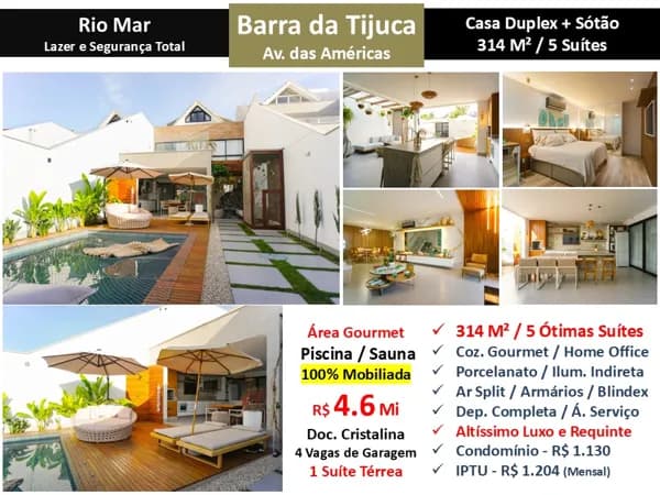 Casa Barra da Tijuca Rio Mar 314M²