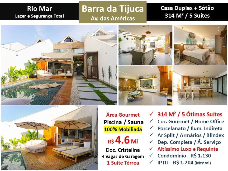 Casa Barra da Tijuca Rio Mar 314M²