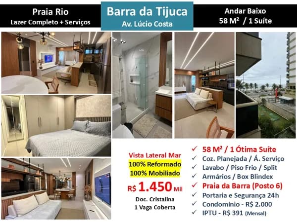 Apto Barra da Tijuca Praia Rio 58M²