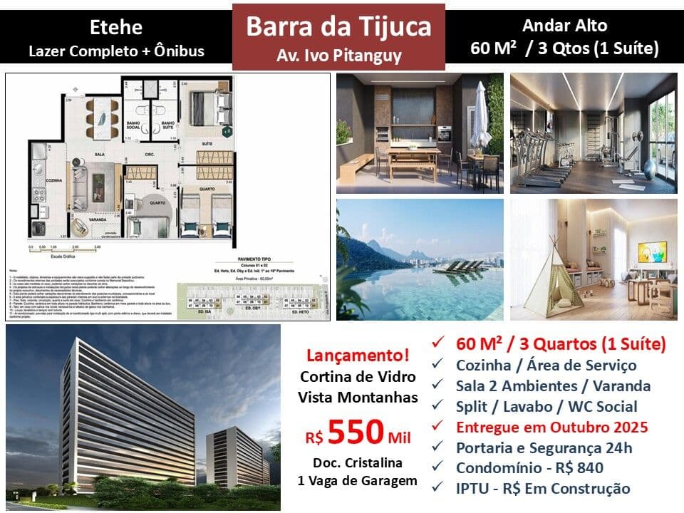 Apto Barra da Tijuca Etehe 60M²