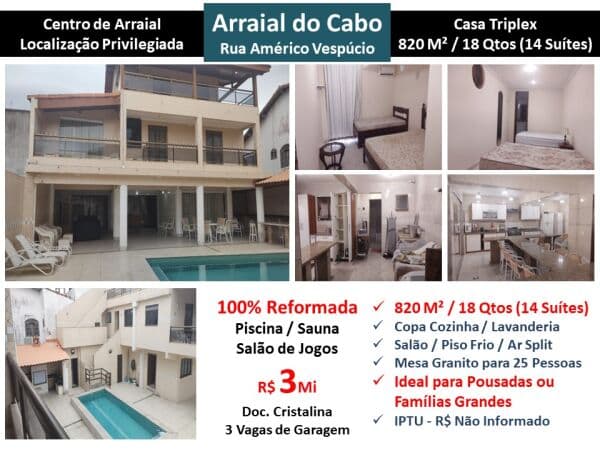 Casa Arraial do Cabo Américo Vespúcio 820M²
