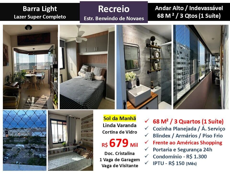 Apto Recreio Barra Light 68M²