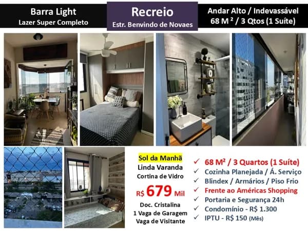 Apto Recreio Barra Light 68M²