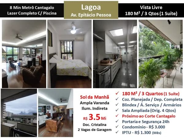 Apto Lagoa Epitácio Pessoa 180M²