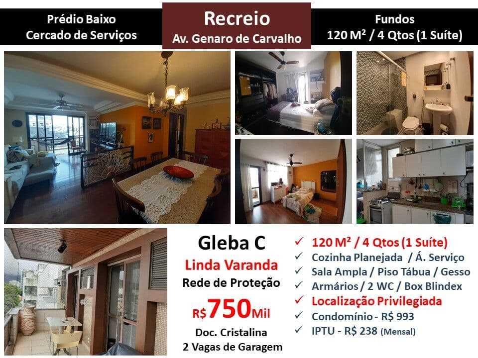 Apto Recreio Gleba C Genaro de Carvalho 120M²